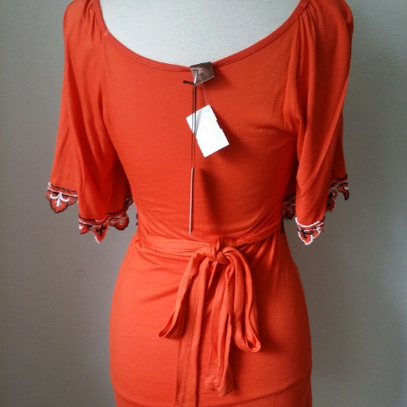 Nwt~Language L. A. Orange Embroidered Waist tunic - Picture 5 of 9